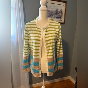 Pendleton Striped Green and Blue Women's Cardigan